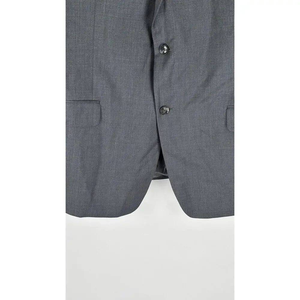 Saks Fifth Avenue Two Button Wool Blend Suit Jacket Blazer Men Size 44L Grey New